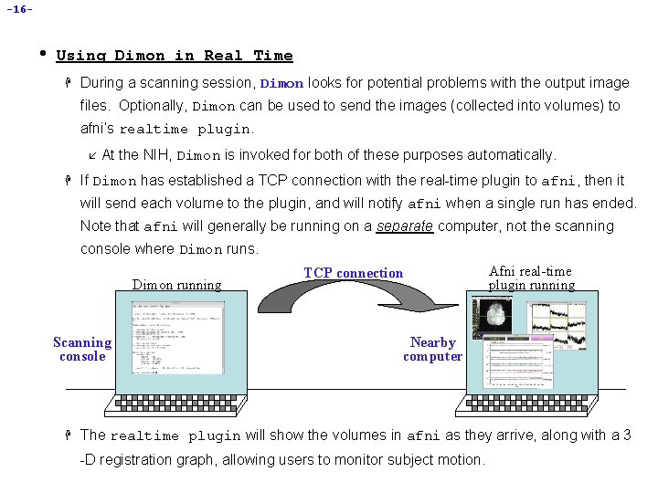 -16 - • Using Dimon in Real Time H During a scanning session, Dimon