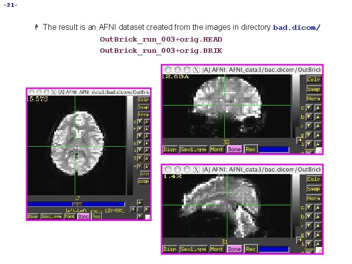 -21 - H The result is an AFNI dataset created from the images in