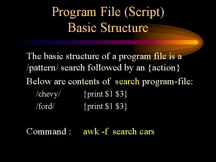 Program File (Script) Basic Structure The basic structure of a program file is a