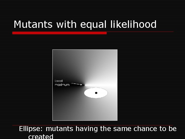 Mutants with equal likelihood Ellipse: mutants having the same chance to be 