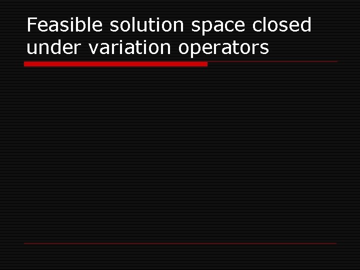 Feasible solution space closed under variation operators 