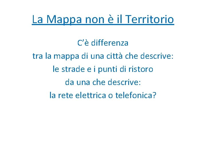 La Mappa non è il Territorio C’è differenza tra la mappa di una città