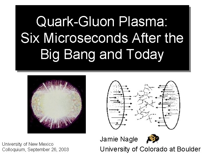 Quark-Gluon Plasma: Six Microseconds After the Big Bang and Today University of New Mexico