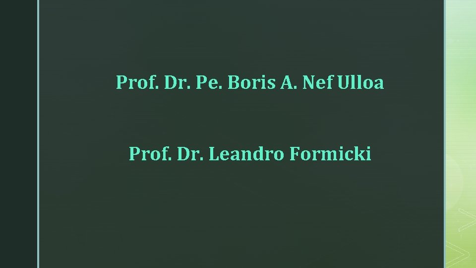 Prof. Dr. Pe. Boris A. Nef Ulloa Prof. Dr. Leandro Formicki 