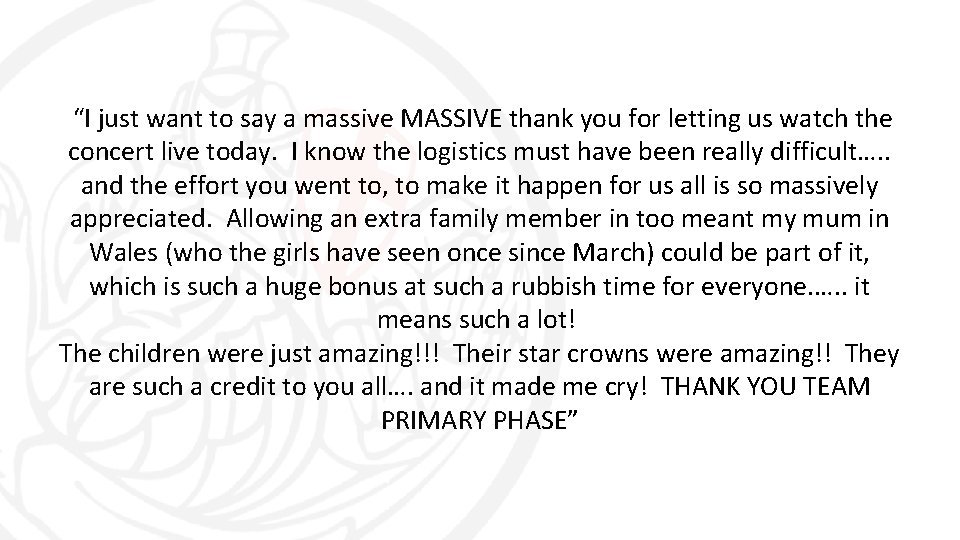 “I just want to say a massive MASSIVE thank you for letting us watch