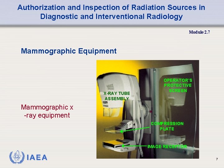 Authorization and Inspection of Radiation Sources in Diagnostic and Interventional Radiology Module 2. 7