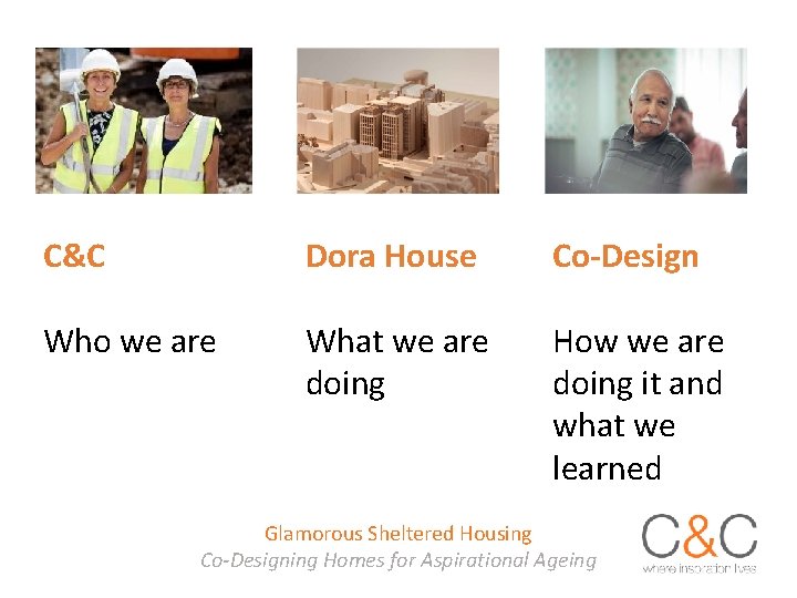 C&C Dora House Co-Design Who we are What we are doing How we are