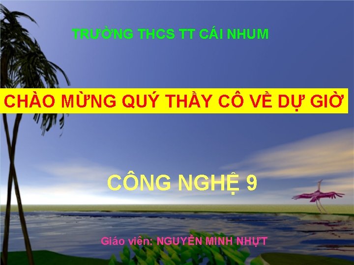 TRƯỜNG THCS TT CÁI NHUM CHÀO MỪNG QUÝ THẦY CÔ VỀ DỰ GIỜ CÔNG