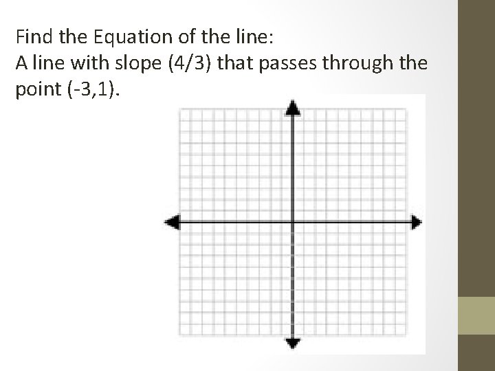 Find the Equation of the line: A line with slope (4/3) that passes through