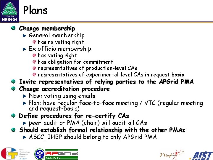 Plans Change membership General membership has no voting right Ex officio membership has voting