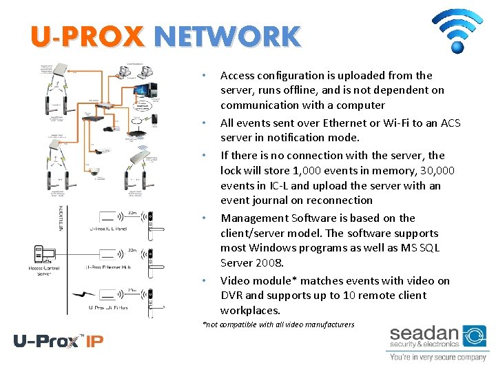 U-PROX NETWORK • • • Access configuration is uploaded from the server, runs offline,