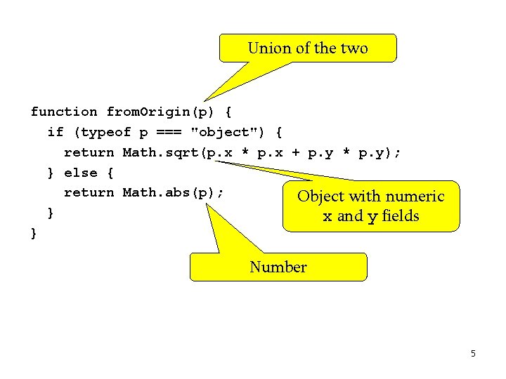 Union of the two function from. Origin(p) { if (typeof p === "object") {