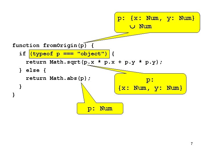 p: {x: Num, y: Num} Num function from. Origin(p) { if (typeof p ===