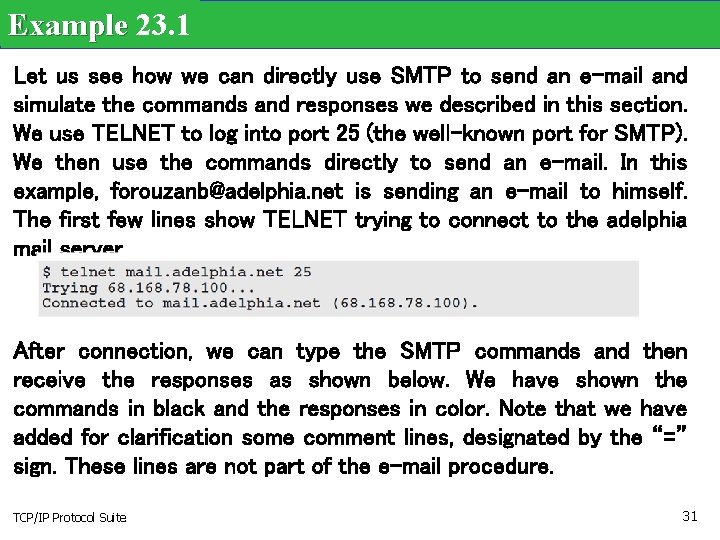 Example 23. 1 Let us see how we can directly use SMTP to send