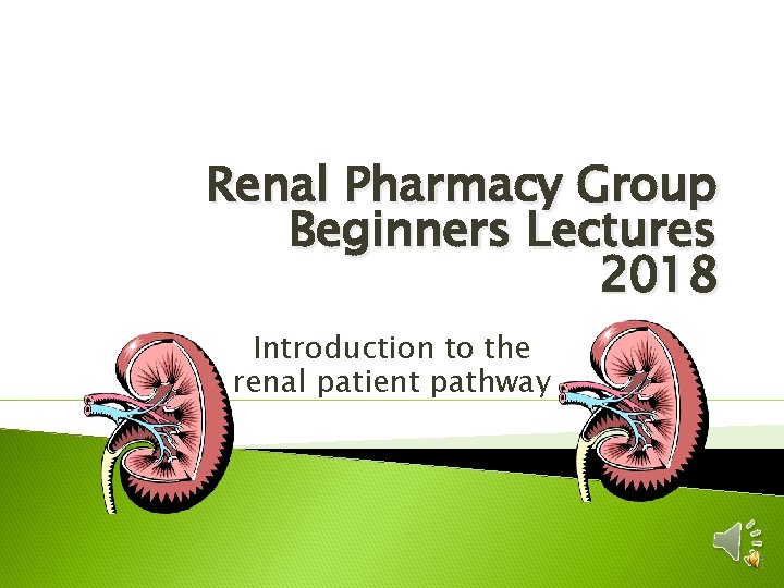 Renal Pharmacy Group Beginners Lectures 2018 Introduction to the renal patient pathway 