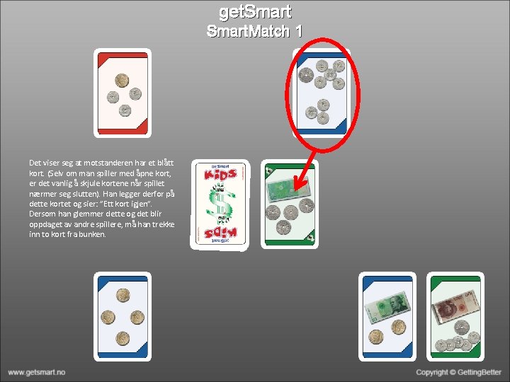 get. Smart. Match 1 Det viser seg at motstanderen har et blått kort. (Selv