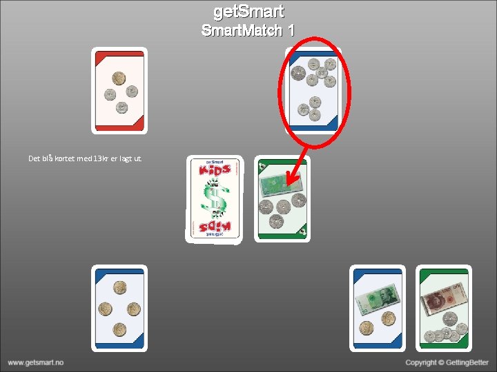 get. Smart. Match 1 Det blå kortet med 13 kr er lagt ut. 