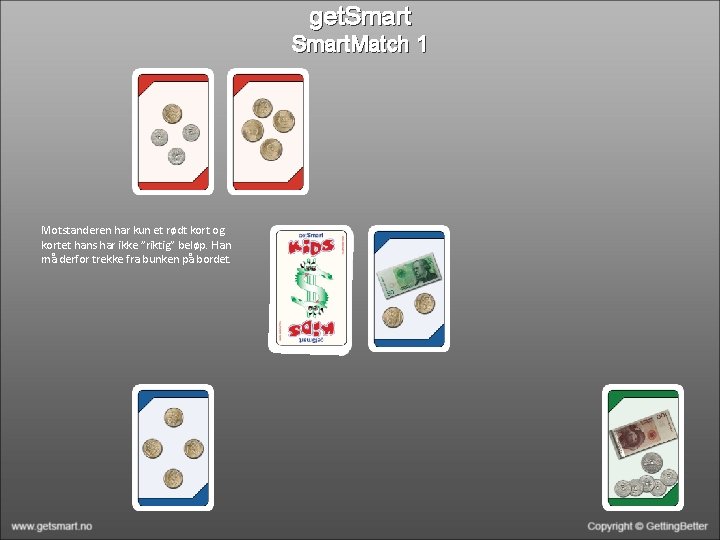 get. Smart. Match 1 Motstanderen har kun et rødt kort og kortet hans har