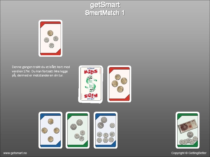 get. Smart. Match 1 Denne gangen trakk du et blått kort med verdien 17