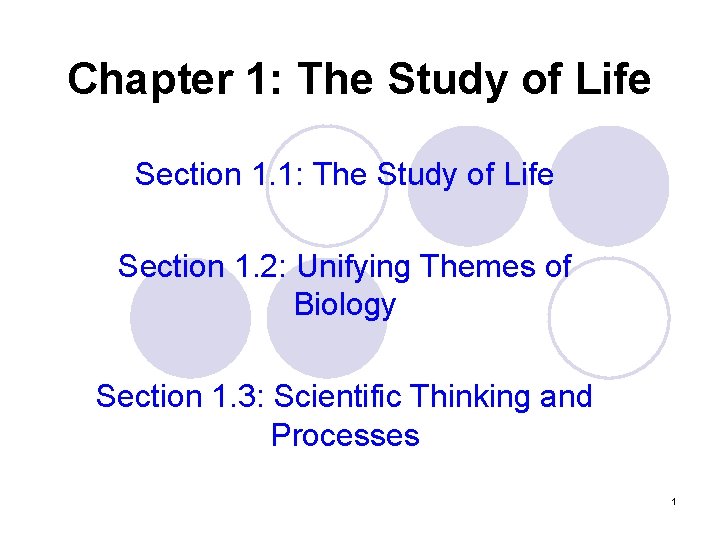 Chapter 1: The Study of Life Section 1. 2: Unifying Themes of Biology Section