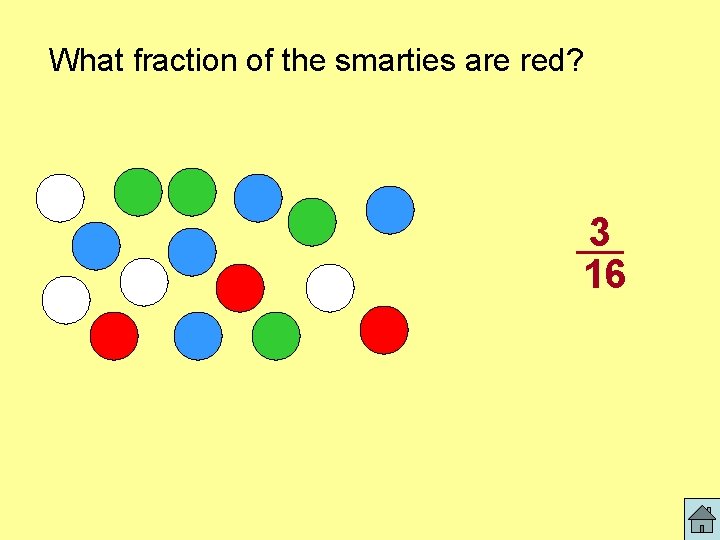 What fraction of the smarties are red? 3 16 