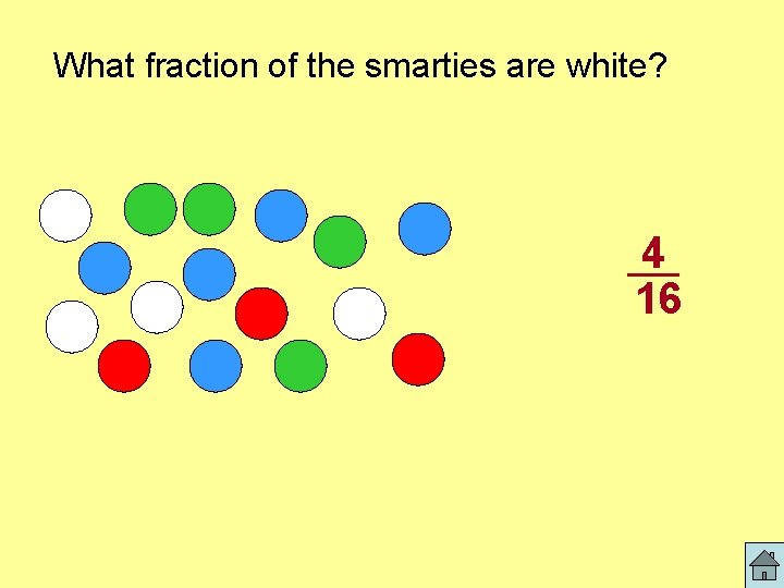 What fraction of the smarties are white? 4 16 