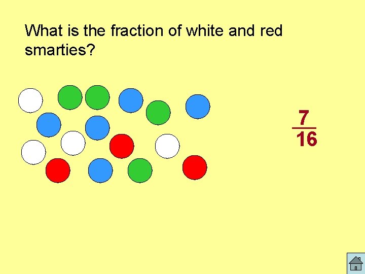 What is the fraction of white and red smarties? 7 16 