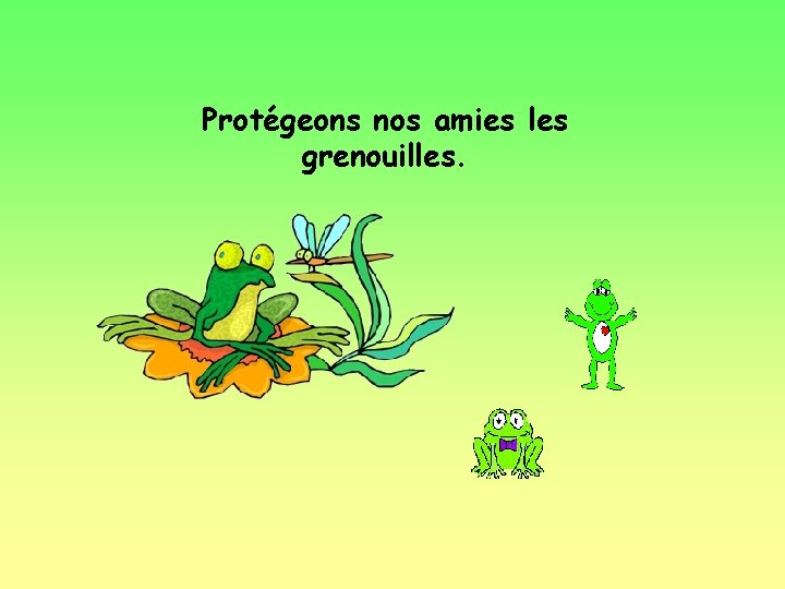 Protégeons nos amies les grenouilles. 