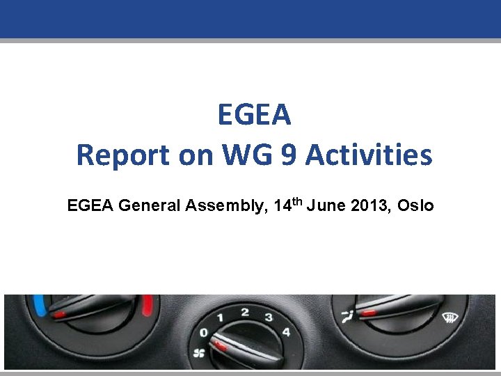 EGEA Report on WG 9 Activities EGEA General Assembly, 14 th June 2013, Oslo