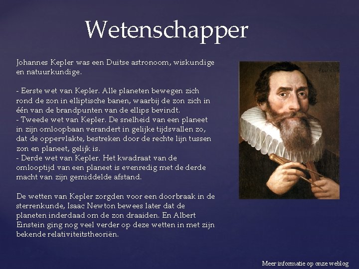 Wetenschapper Johannes Kepler was een Duitse astronoom, wiskundige en natuurkundige. - Eerste wet van