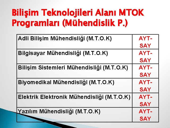 Bilişim Teknolojileri Alanı MTOK Programları (Mühendislik P. ) Adli Bilişim Mühendisliği (M. T. O.