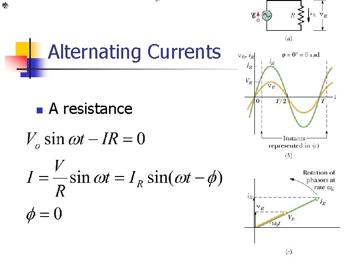 Alternating Currents n A resistance 