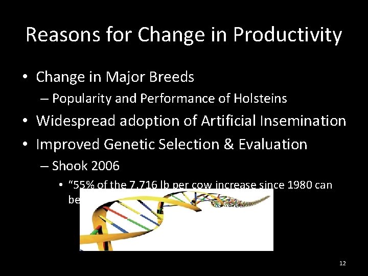 Reasons for Change in Productivity • Change in Major Breeds – Popularity and Performance