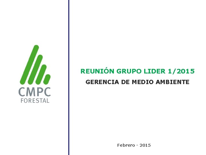 REUNIÓN GRUPO LIDER 1/2015 GERENCIA DE MEDIO AMBIENTE Febrero - 2015 