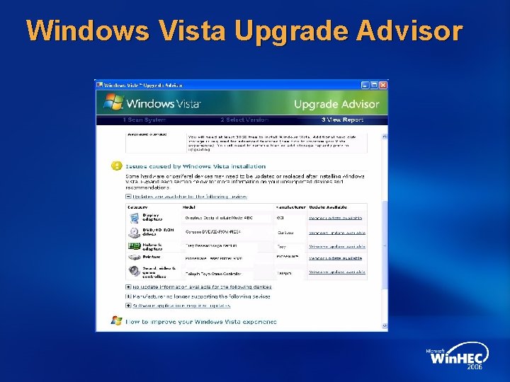 Windows Vista Upgrade Advisor 