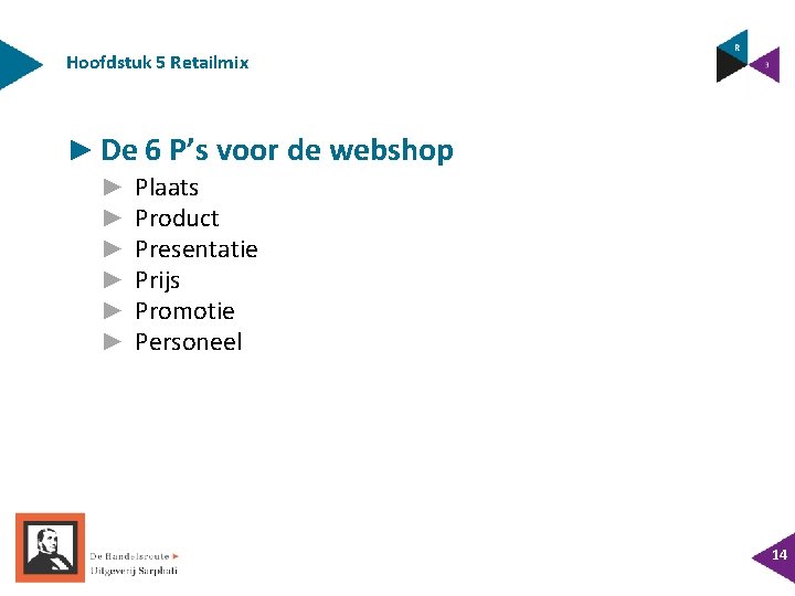 Hoofdstuk 5 Retailmix ► De 6 P’s voor de webshop ► ► ► Plaats