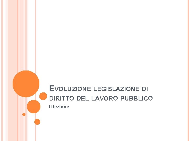 EVOLUZIONE LEGISLAZIONE DI DIRITTO DEL LAVORO PUBBLICO II lezione 