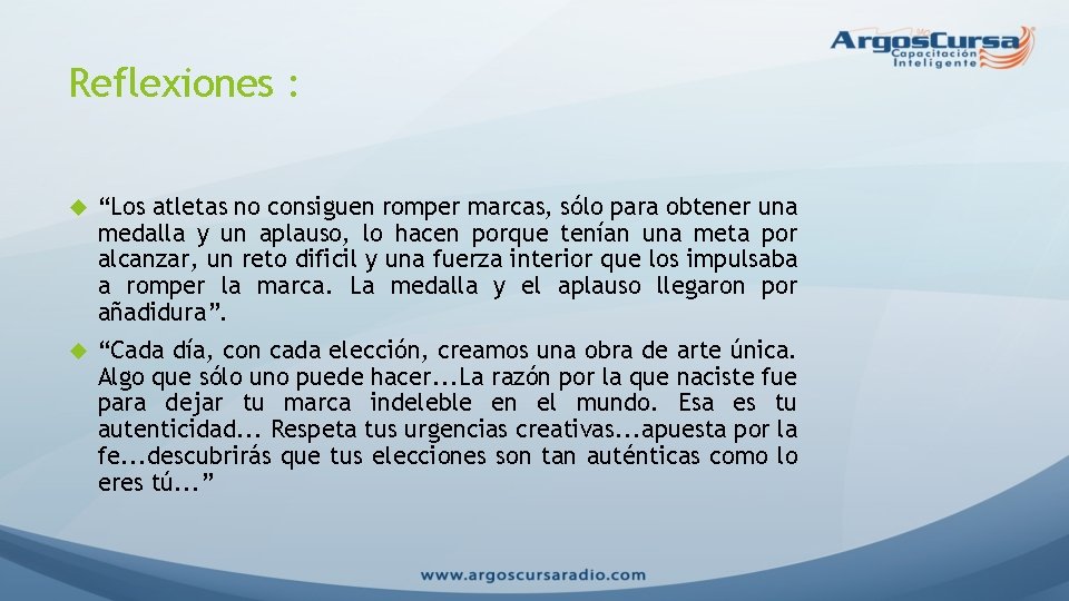 Reflexiones : “Los atletas no consiguen romper marcas, sólo para obtener una medalla y