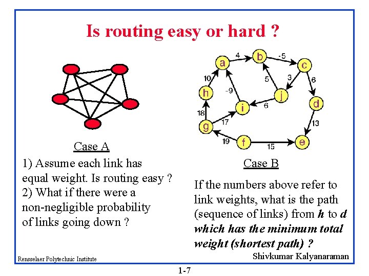 Is routing easy or hard ? Case A 1) Assume each link has equal
