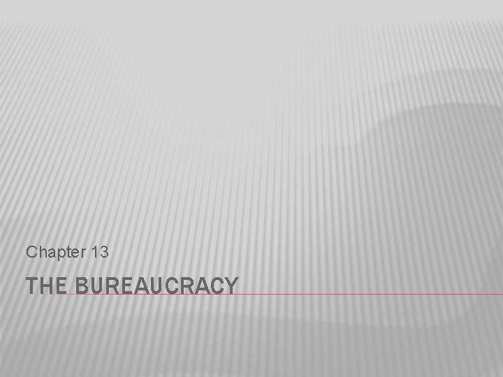 Chapter 13 THE BUREAUCRACY 