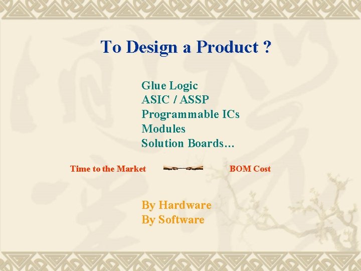 To Design a Product ? Glue Logic ASIC / ASSP Programmable ICs Modules Solution