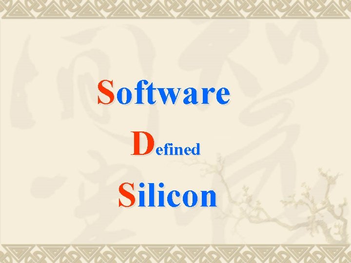 Software Defined Silicon 