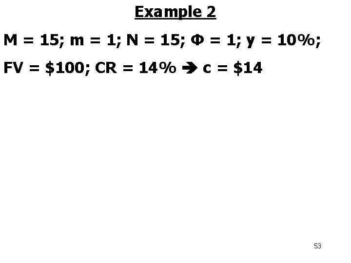 Example 2 M = 15; m = 1; N = 15; Φ = 1;