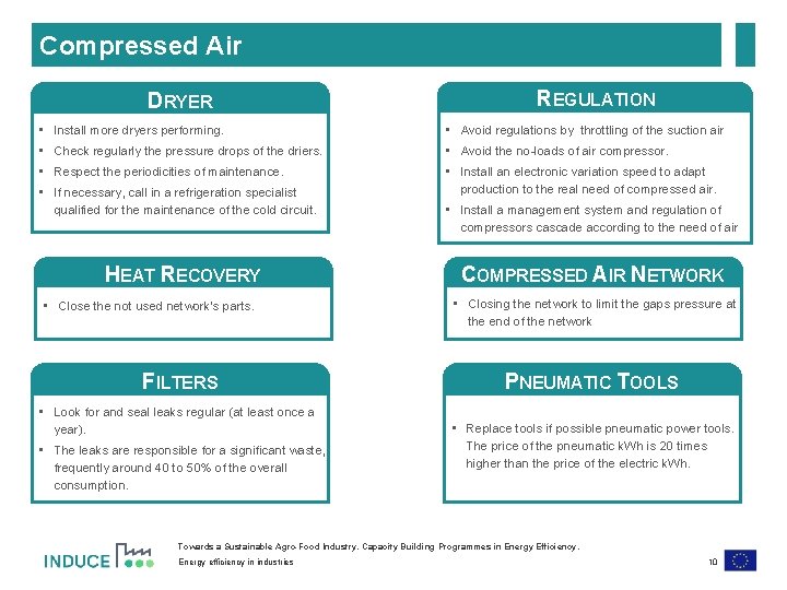 Compressed Air DRYER REGULATION • Install more dryers performing. • Avoid regulations by throttling