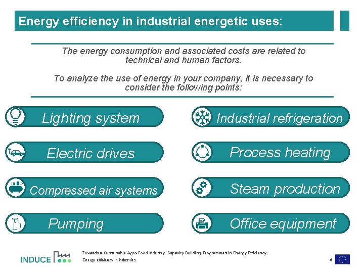 Energy efficiency in industrial energetic uses: The energy consumption and associated costs are related