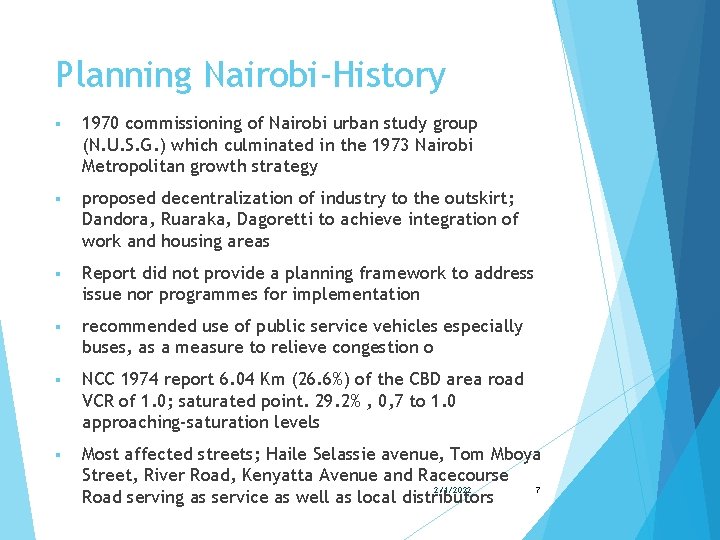 Planning Nairobi-History § 1970 commissioning of Nairobi urban study group (N. U. S. G.