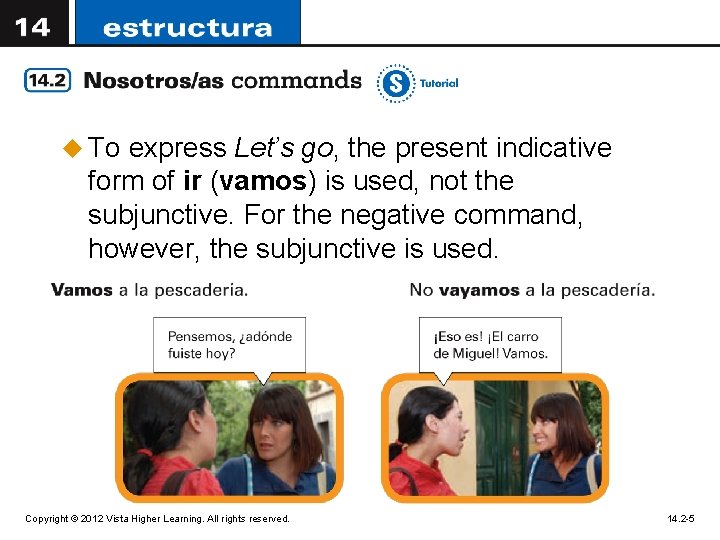 u To express Let’s go, the present indicative form of ir (vamos) is used,