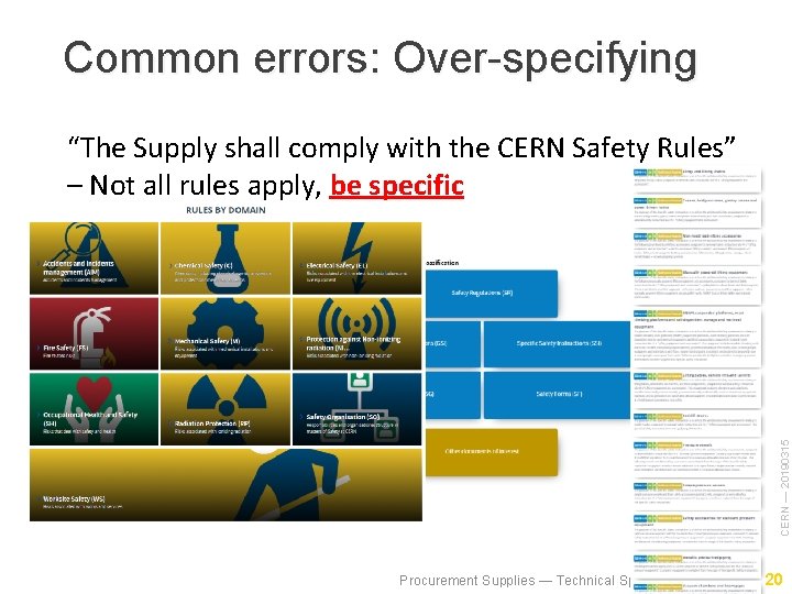 Common errors: Over-specifying CERN — 20190315 “The Supply shall comply with the CERN Safety
