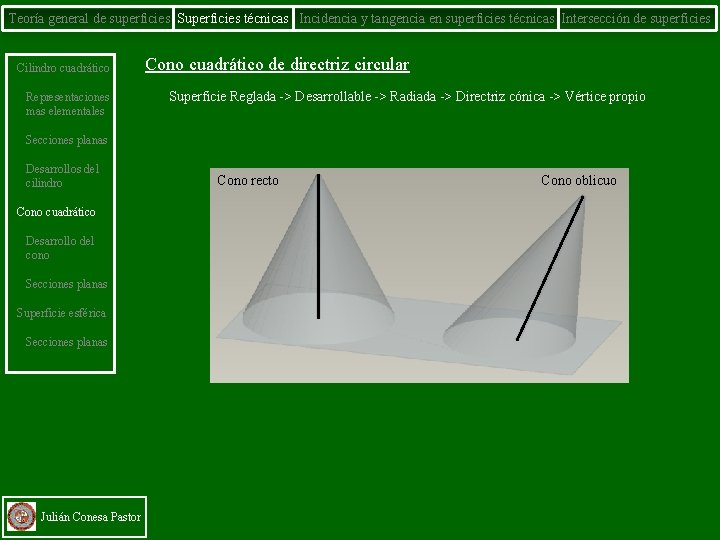 Teoría general de superficies Superficies técnicas Incidencia y tangencia en superficies técnicas Intersección de