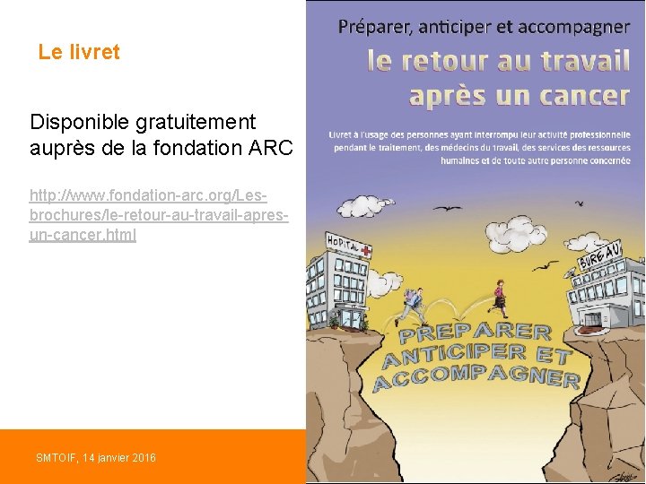 Le livret Disponible gratuitement auprès de la fondation ARC http: //www. fondation-arc. org/Lesbrochures/le-retour-au-travail-apresun-cancer. html